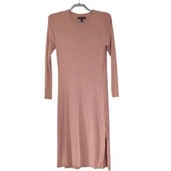 Banana Republic camel tan long sleeve slit midi sweater dress size M - Picture 2 of 8